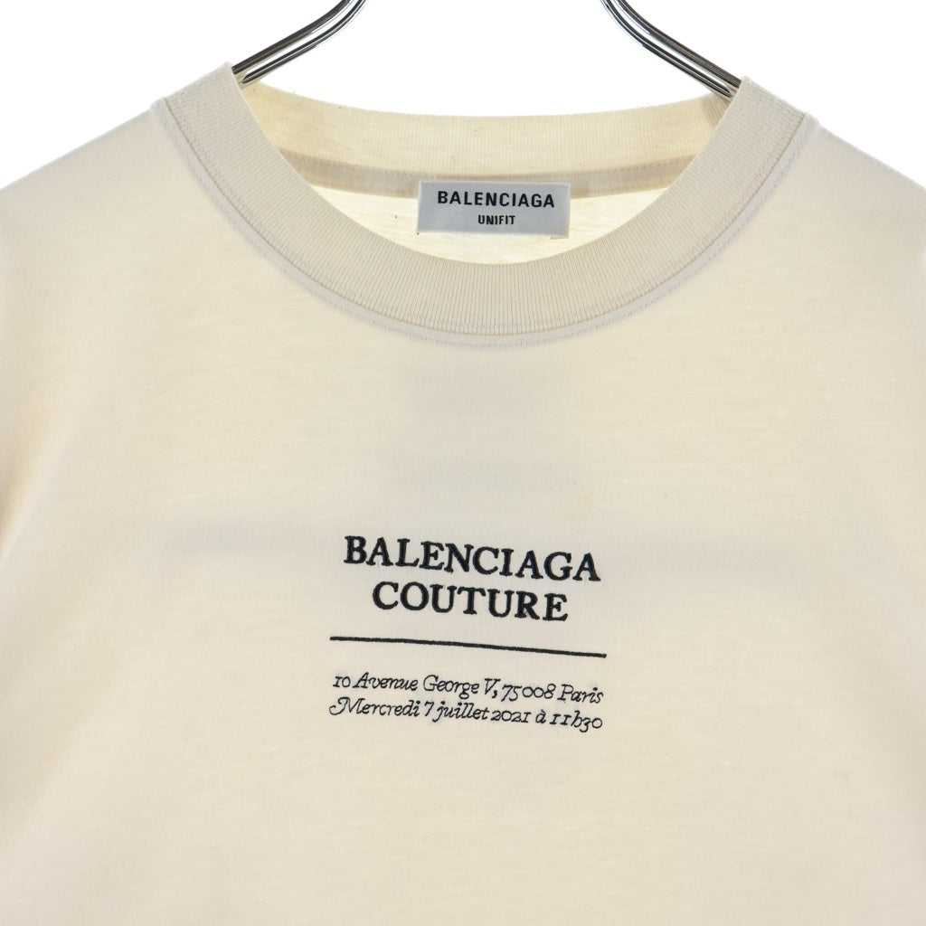 BALENCIAGA(バレンシアガ) COUTURE クチュール ロゴ刺繍Tシャツ 半袖クルーネックカットソー ベージュ 651795 TJV90