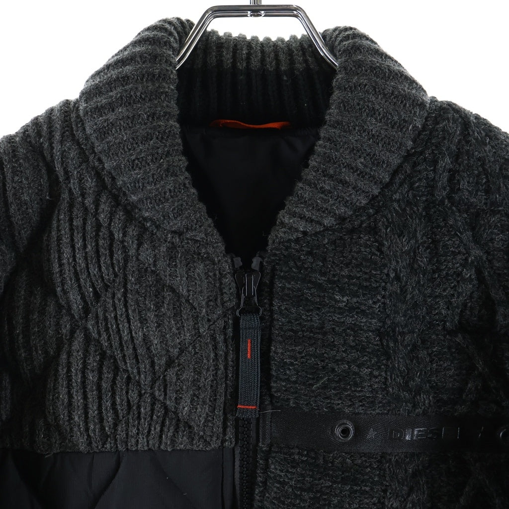 DIESEL(ディーゼル) K-BOOMS JACKET 異素材切替 ジップアップダウンジャケット ブラック/グレー
