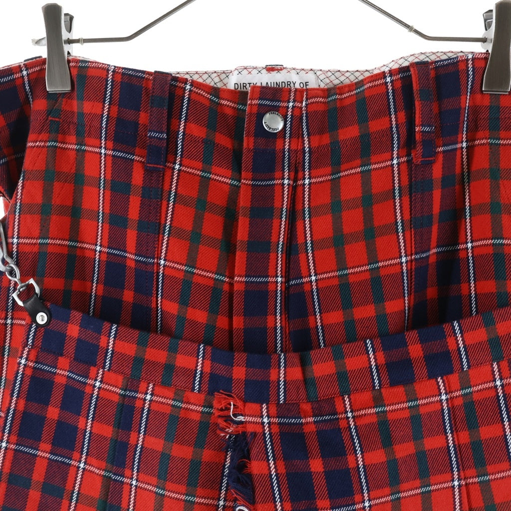 PEEL&LIFT(ピールアンドリフト) BONDAGE PANT チェック柄 サイドジップ付き ボンテージパンツ レッド PL19-P011