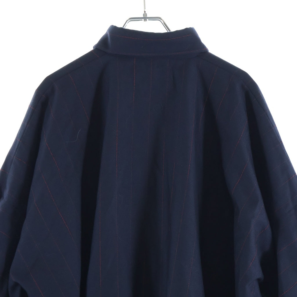 Vivienne Westwood MAN(ヴィヴィアンウエストウッドマン) オーブロゴエンブロイダリー ストライプ オーバーサイズ長袖シャツ ネイビー/レッド VW-W1-76628