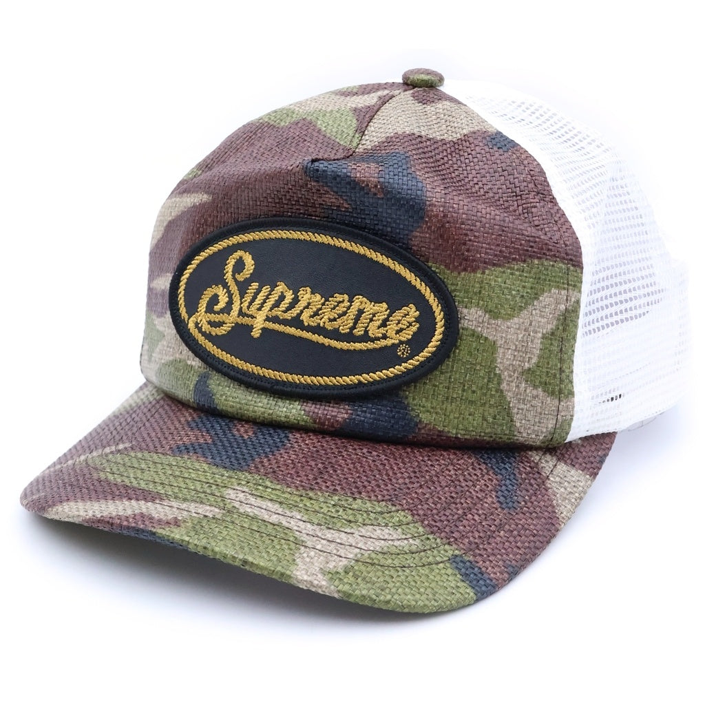 SUPREME(シュプリーム) 26SS Raffia Mesh Back 5 Panel ラフィア ウッドランドカモ メッシュバック 5パネルキャップ 帽子 グリーン