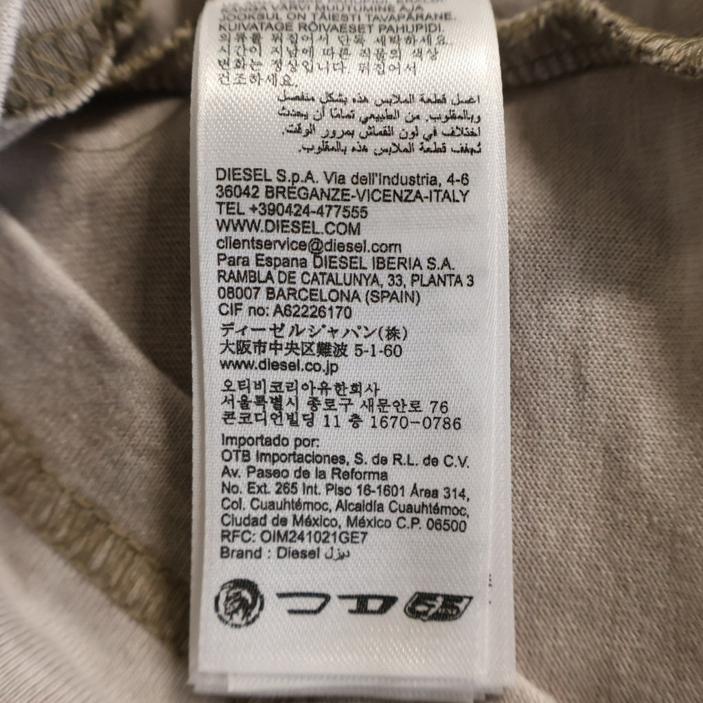 DIESEL(ディーゼル) T-UNCUTIES-LONG-AA3 グラフィックプリント ラインストーン装飾 クルーネック 半袖Tシャツ カットソー グレー レディース A23329