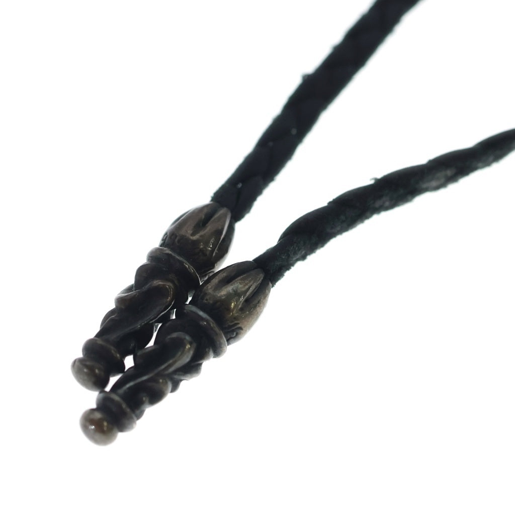 CHROME HEARTS(クロムハーツ) LEATHER BRAID SCROLL ネックレス レザーブレイドネックレス ブラック/シルバー BCA377