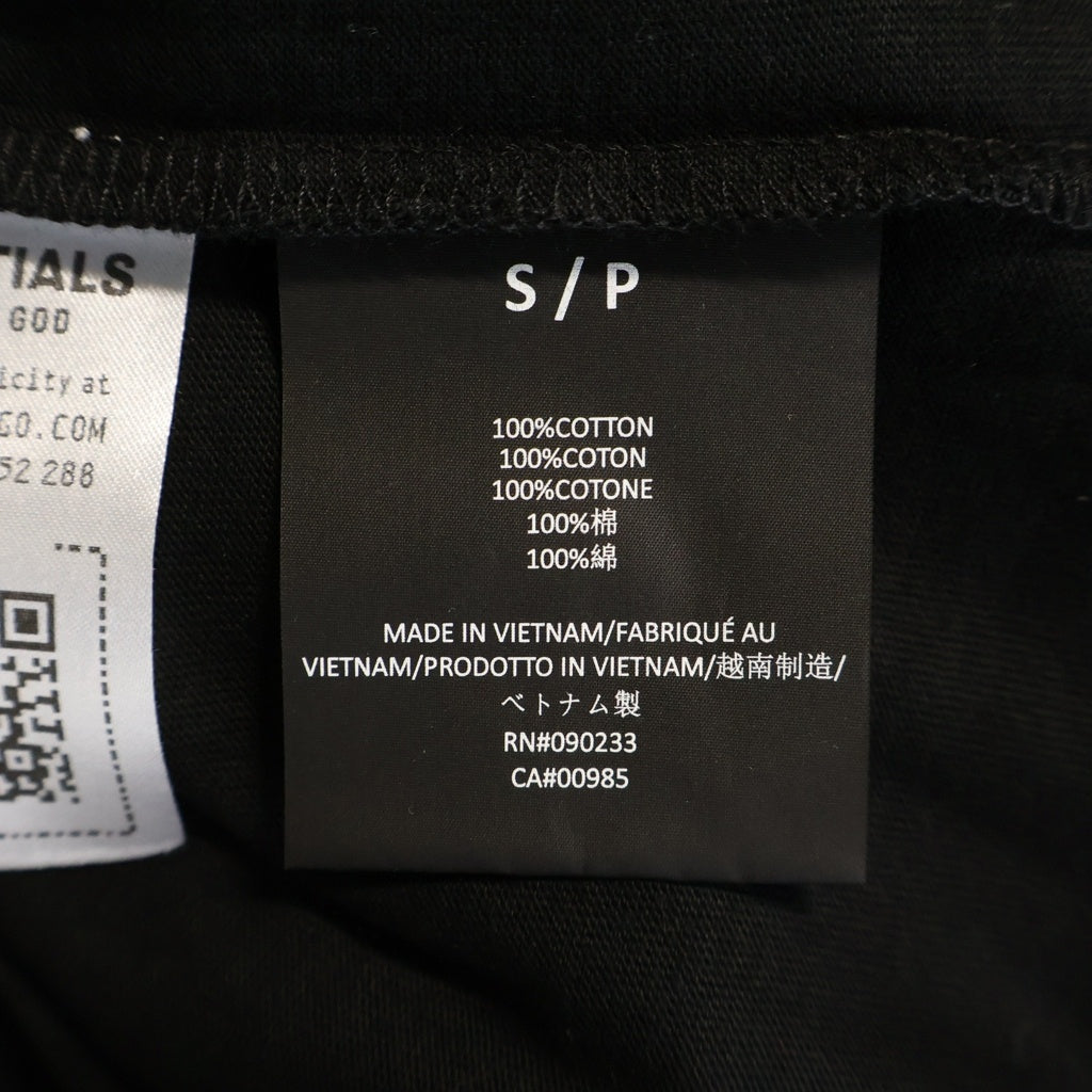 FEAR OF GOD ESSENTIALS(フィアオブゴッド エッセンシャルズ) JERSEY LONG-SLEEVE T-SHIRT ジャージー ロゴプリント クルーネック 長袖Tシャツ カットソー ブラック 125H0244370F