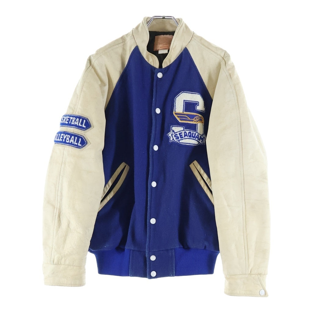 VINTAGE(ヴィンテージ) WESTERN ATHLETIC NFL SEAHAWKS ウエスタンアスレチック シーホークス レザー スタジアムジャケット ホワイト/ブルー