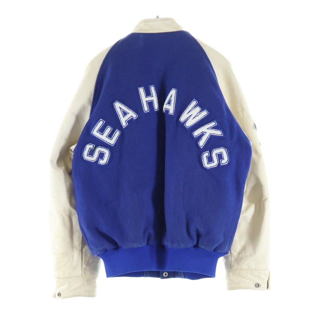 VINTAGE(ヴィンテージ) WESTERN ATHLETIC NFL SEAHAWKS ウエスタンアスレチック シーホークス レザー スタジアムジャケット ホワイト/ブルー