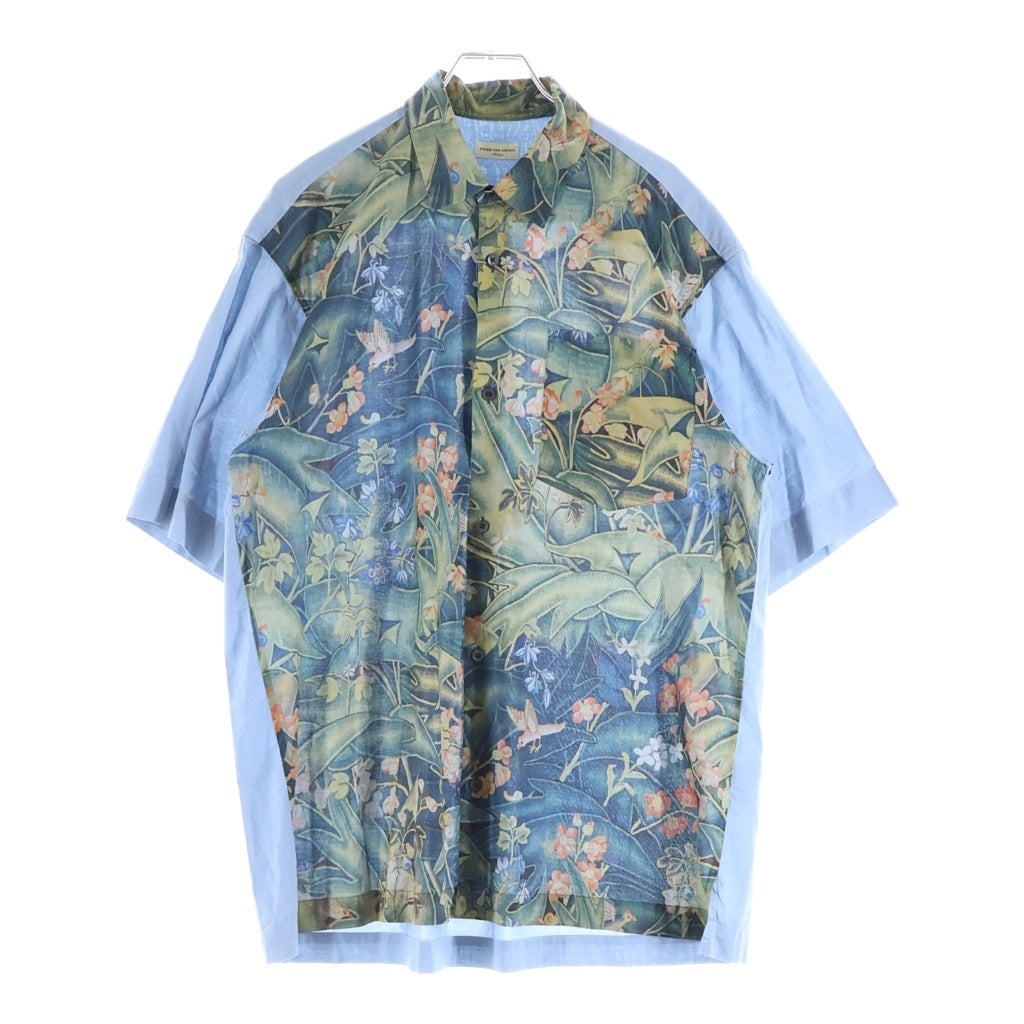 DRIES VAN NOTEN(ドリスヴァンノッテン) BOTANICAL SHIRT ボタニカルデザイン 半袖シャツ ブルー