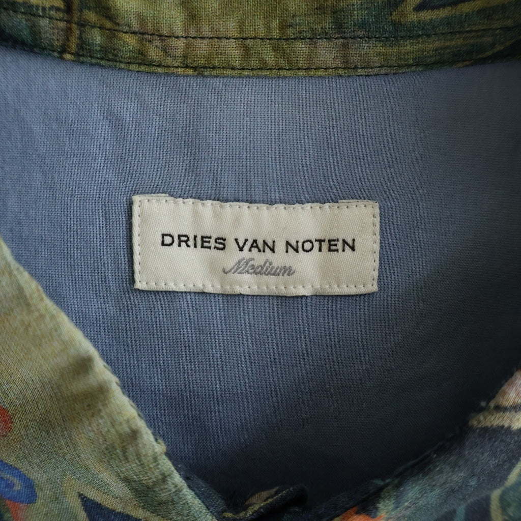 DRIES VAN NOTEN(ドリスヴァンノッテン) BOTANICAL SHIRT ボタニカルデザイン 半袖シャツ ブルー