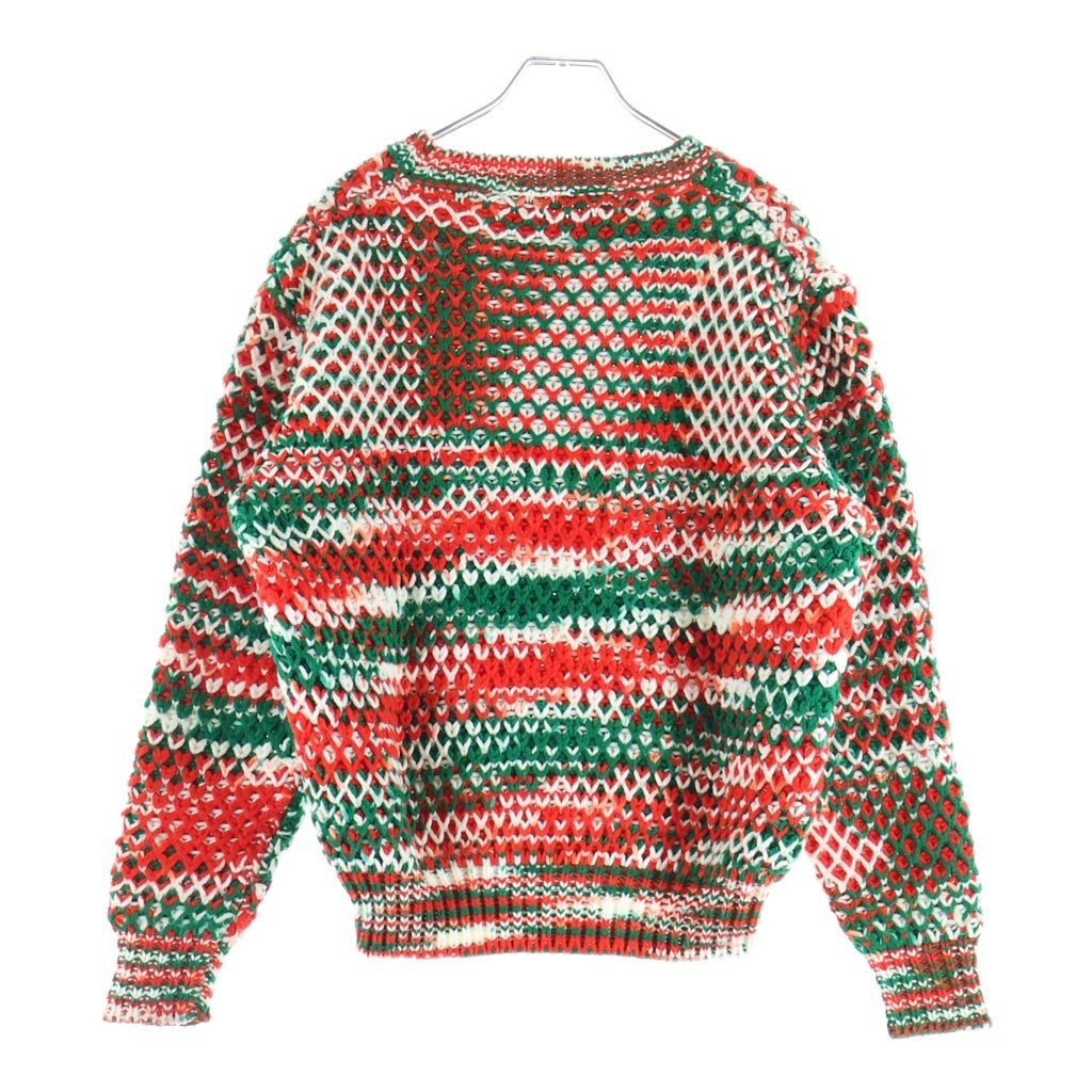 RAF SIMONS(ラフシモンズ) 14AW ×STERLING RUBY スターリングルビー 総柄 厚手 ローゲージニットセーター レッド/グリーン/ホワイト 1159-343-4198