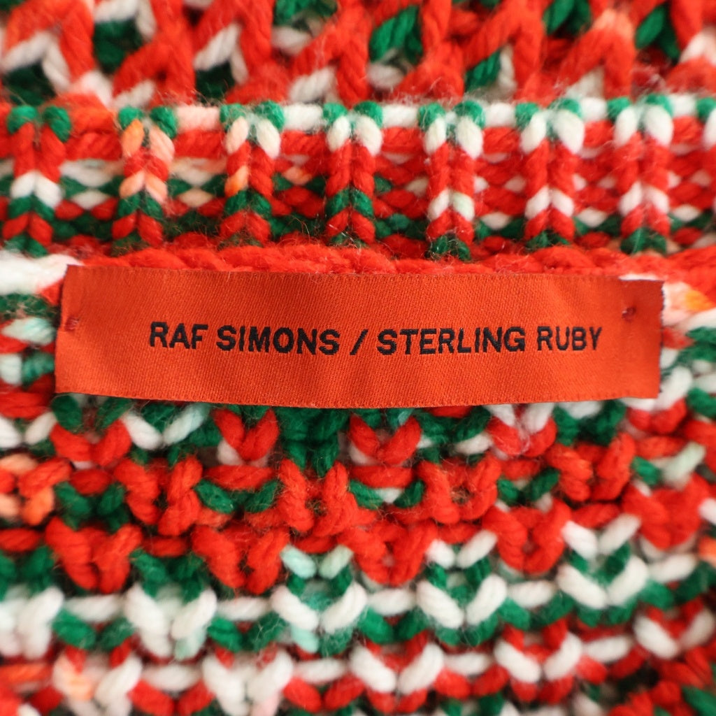 RAF SIMONS(ラフシモンズ) 14AW ×STERLING RUBY スターリングルビー 総柄 厚手 ローゲージニットセーター レッド/グリーン/ホワイト 1159-343-4198