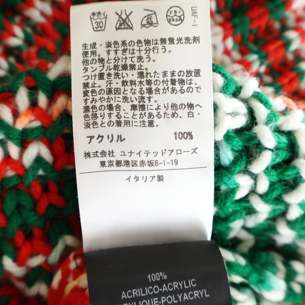 RAF SIMONS(ラフシモンズ) 14AW ×STERLING RUBY スターリングルビー 総柄 厚手 ローゲージニットセーター レッド/グリーン/ホワイト 1159-343-4198