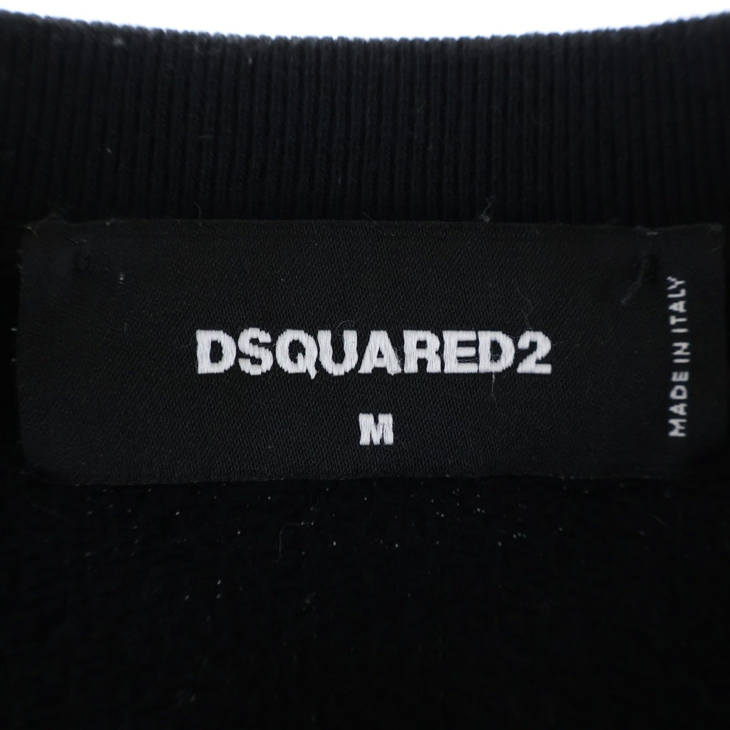 DSQUARED2(ディースクエアード) DSQ 9520 フロントプリント クルーネックスウェットトレーナー ブラック S71GU0418 S25042