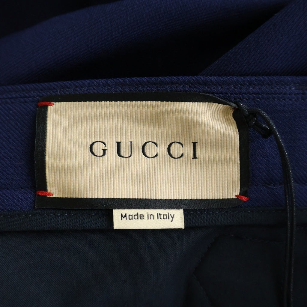 GUCCI(グッチ) フルイドドリル バックベルト クロップド センタープレス スラックスパンツ ネイビー 690469 Z798C