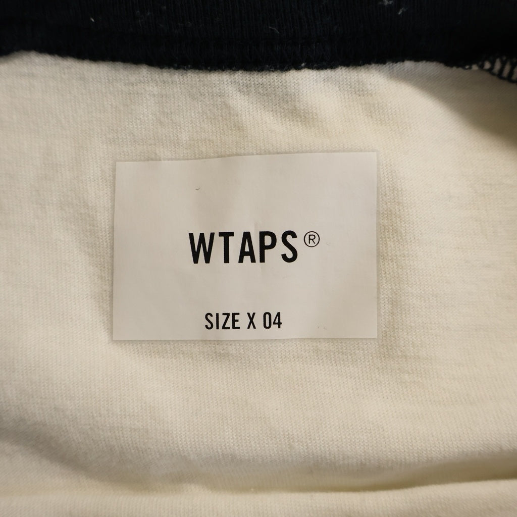 WTAPS(ダブルタップス) 23SS IAN LS / CTPL. LEAGUE ロゴエンブロイダリー クルーネック ラグランロングスリーブ Tシャツ カットソー ホワイト/ネイビー 231ATDT-CSM19