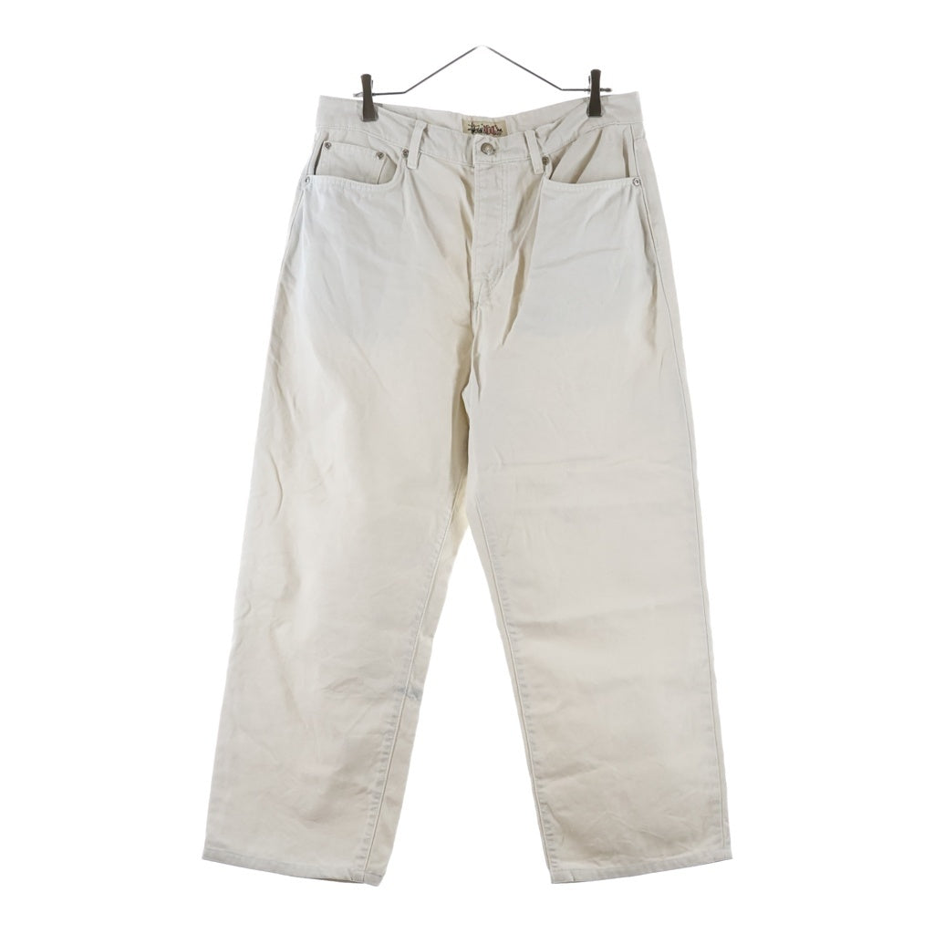 STUSSY(ステューシー) WASHED CANVAS BIG OL JEANS ウォッシュドキャンバス ビッグオールジーンズ ロゴ刺繍ワイドバギーパンツ ホワイト 116618