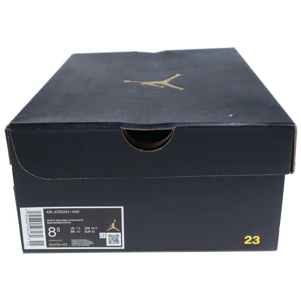 NIKE(ナイキ) AIR JORDAN MID BLUE MINT エアジョーダン 1 ブルーミント ミッドカットスニーカー ホワイト/ブルー US8.5/26.5cm 554724-413