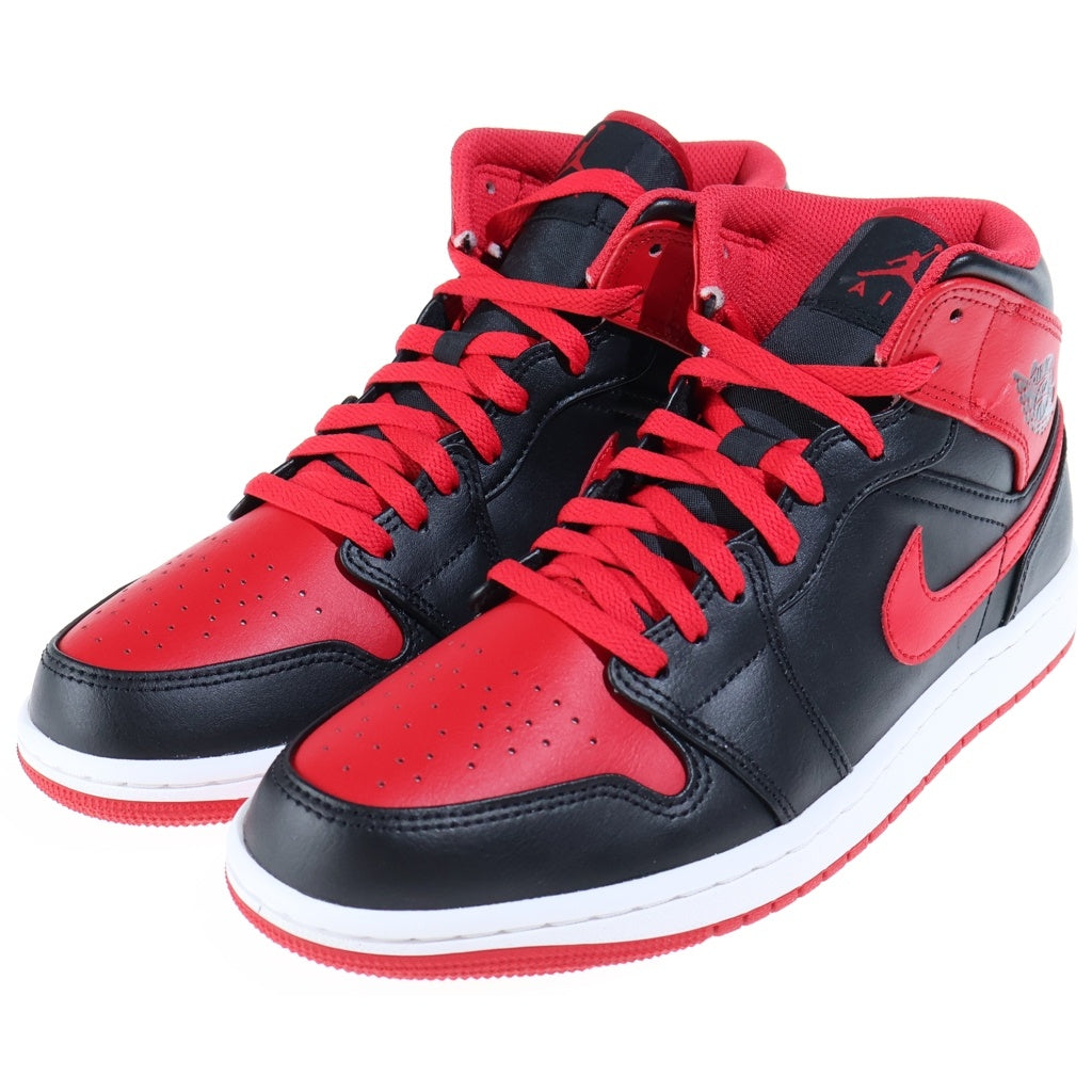 NIKE(ナイキ) AIR JORDAN MID BRED TOE エアジョーダン 1 ブレッド トゥ レザーミッドカットスニーカー ブラック/レッド US8.5/26.5cm DQ8426-060