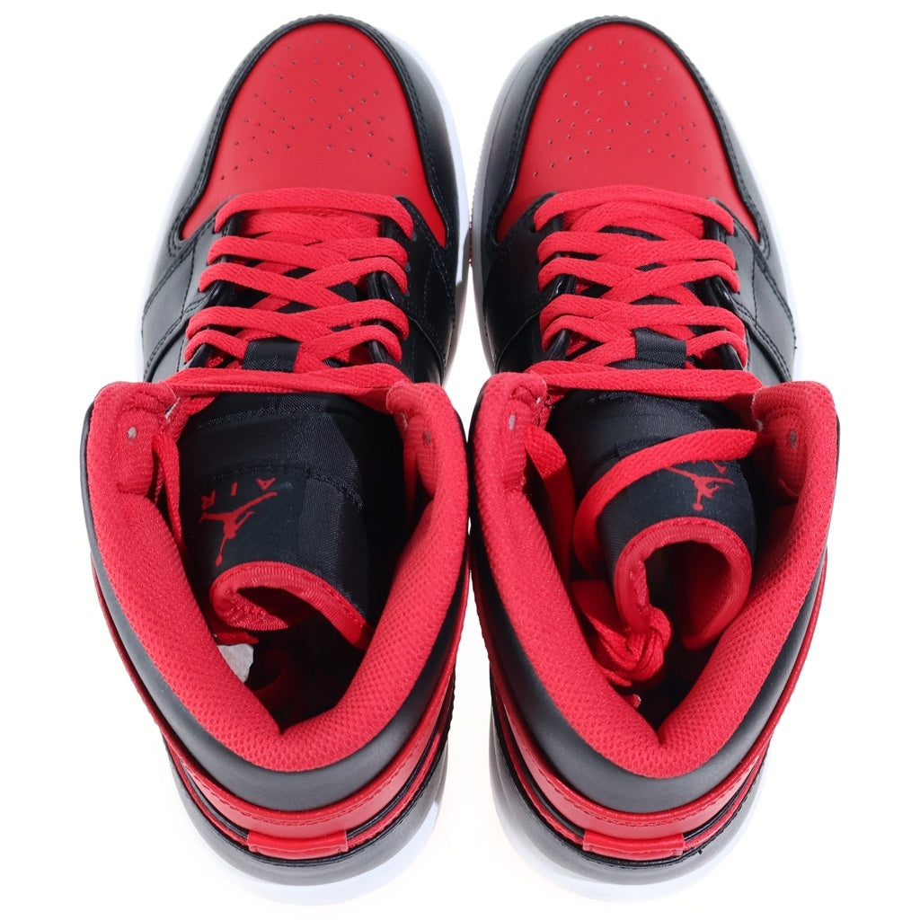 NIKE(ナイキ) AIR JORDAN MID BRED TOE エアジョーダン 1 ブレッド トゥ レザーミッドカットスニーカー ブラック/レッド US8.5/26.5cm DQ8426-060