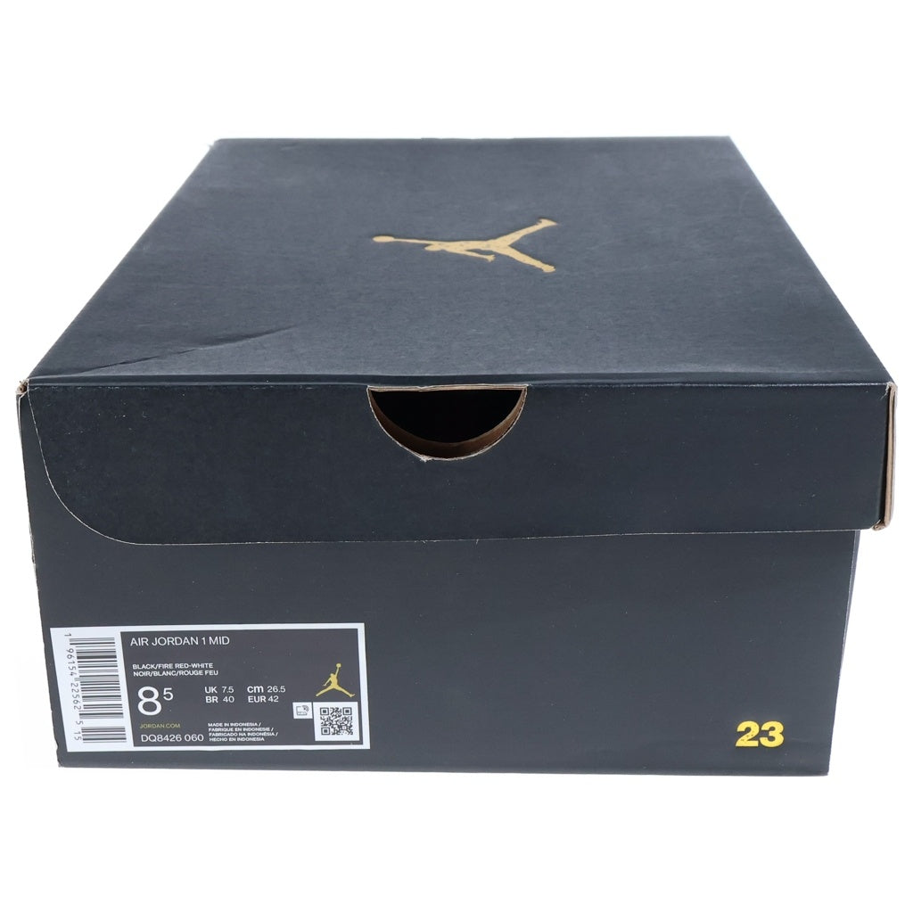NIKE(ナイキ) AIR JORDAN MID BRED TOE エアジョーダン 1 ブレッド トゥ レザーミッドカットスニーカー ブラック/レッド US8.5/26.5cm DQ8426-060