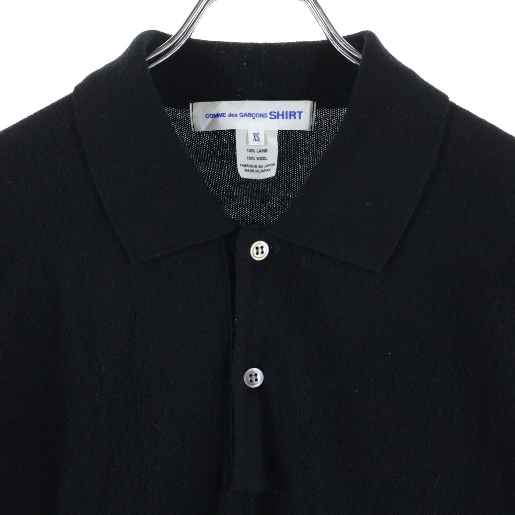 COMME des GARCONS SHIRT(コムデギャルソンシャツ) 24AW 12ゲージ ウール 厚手ニットポロシャツ ブラック FN-N010