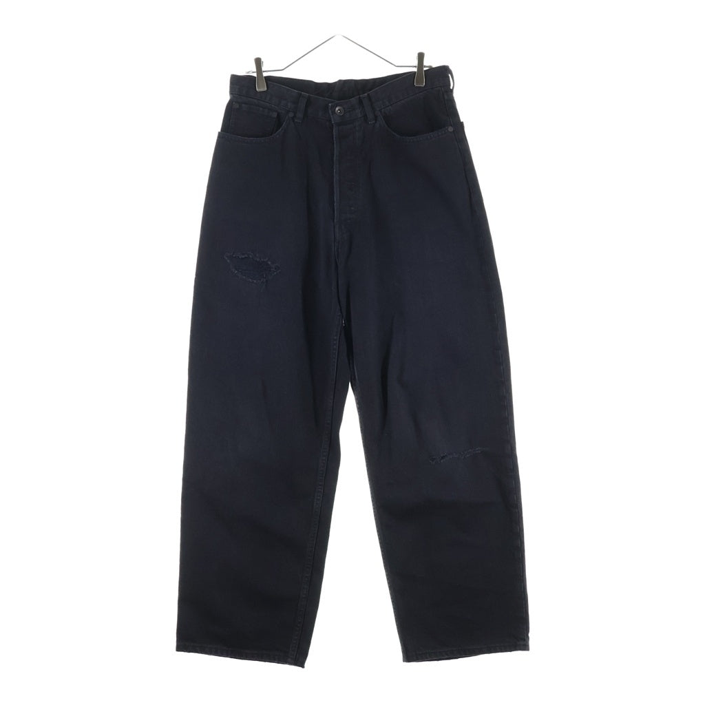 marka(マーカ) ORGANIC COTTON 12OZ DENIM STRAIGHT FIT JEANS ダメージ加工 ボタンフライ ストレートデニムパンツ ブラック M23B-13PT01C
