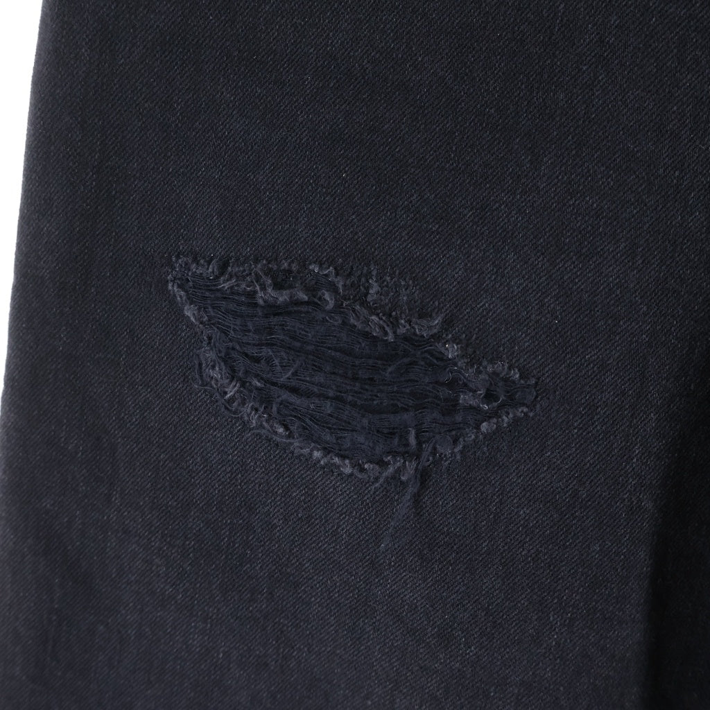 marka(マーカ) ORGANIC COTTON 12OZ DENIM STRAIGHT FIT JEANS ダメージ加工 ボタンフライ ストレートデニムパンツ ブラック M23B-13PT01C