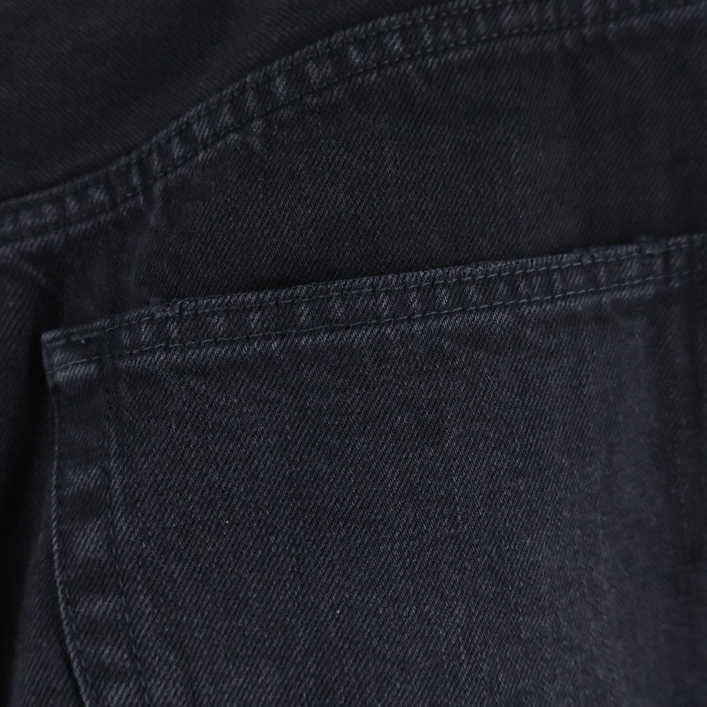 marka(マーカ) ORGANIC COTTON 12OZ DENIM STRAIGHT FIT JEANS ダメージ加工 ボタンフライ ストレートデニムパンツ ブラック M23B-13PT01C