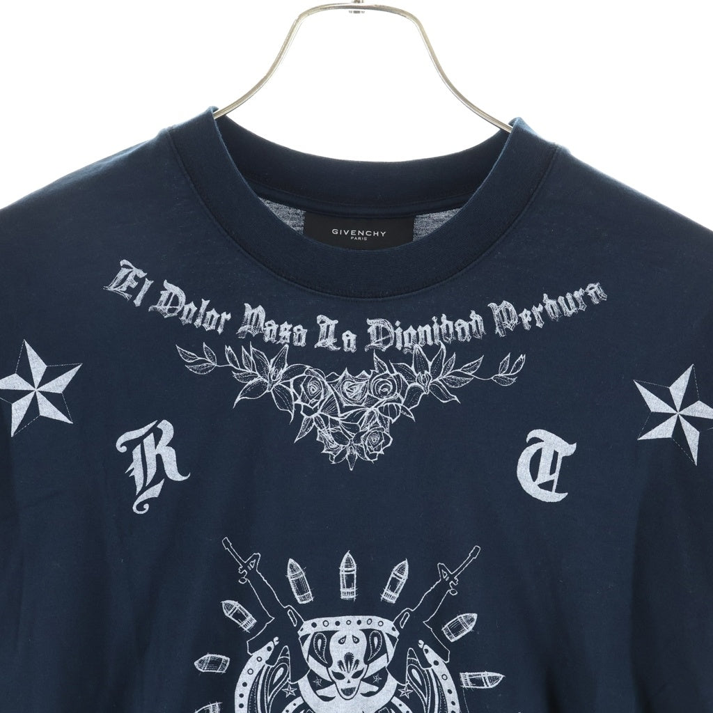 GIVENCHY(ジバンシィ) リカルドティッシ期 スカルタトゥープリント クルーネック半袖Tシャツ カットソー ネイビー 9S 7268 37