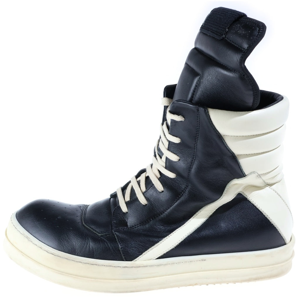 Rick Owens(リックオウエンス) GEOBASKET ジオバスケット レザーハイカットスニーカー ブラック/ホワイト