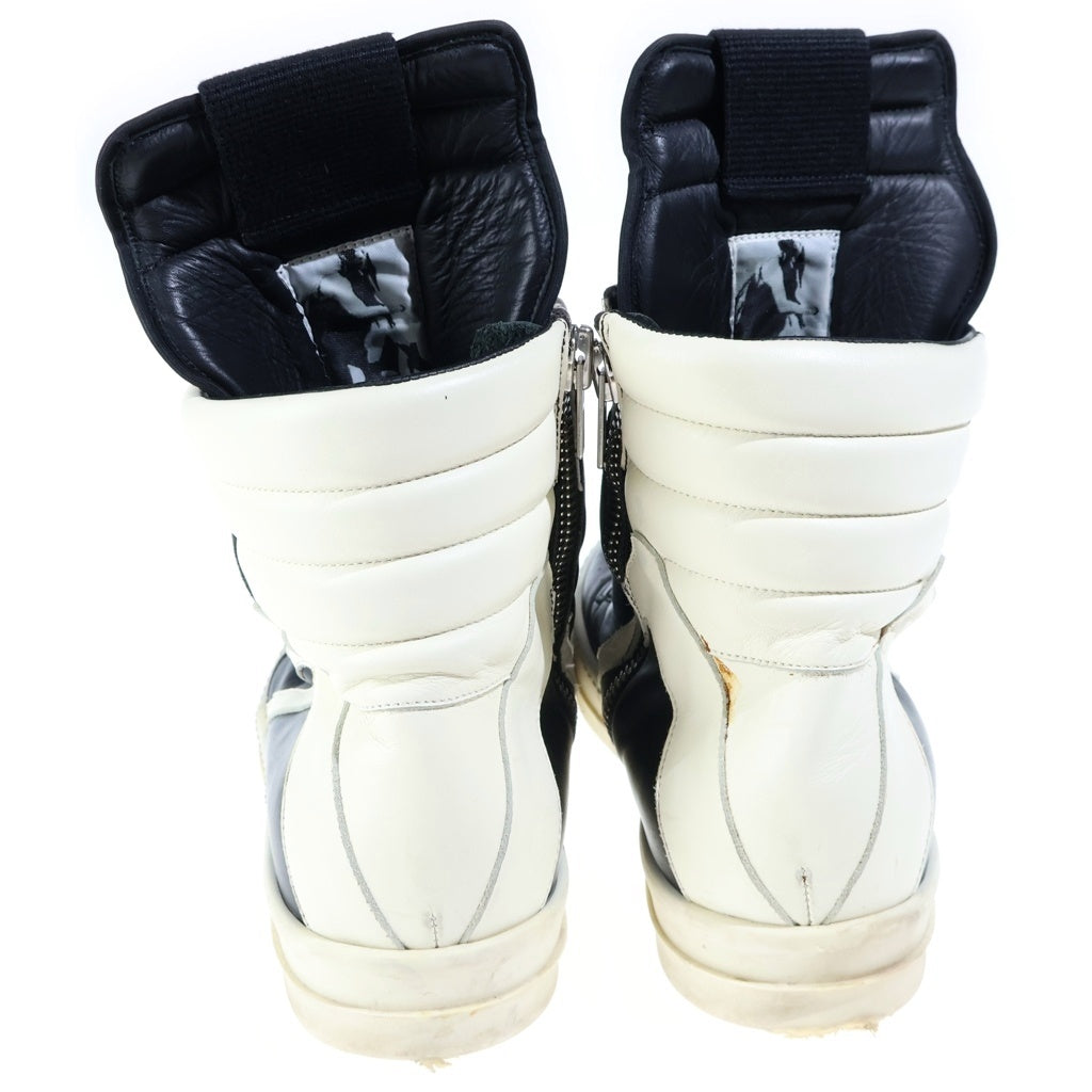 Rick Owens(リックオウエンス) GEOBASKET ジオバスケット レザーハイカットスニーカー ブラック/ホワイト