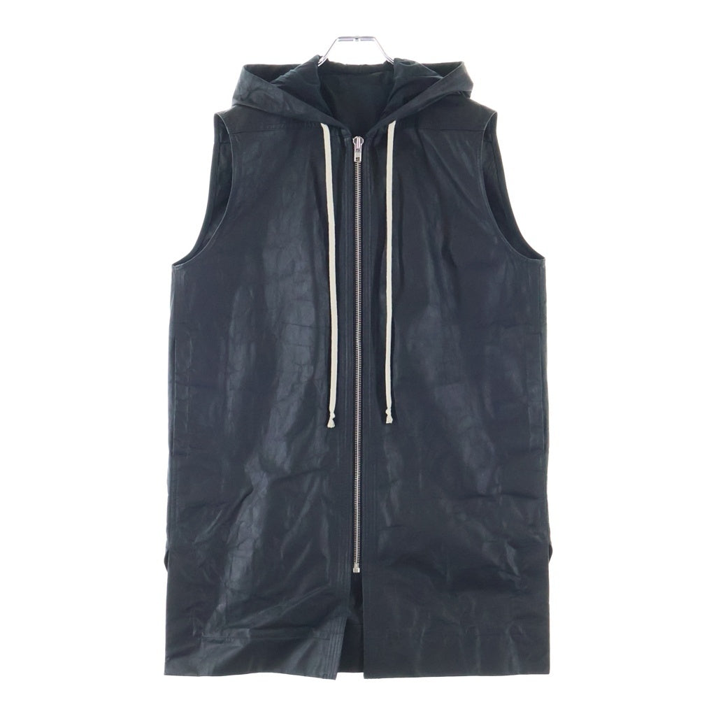 Rick Owens(リックオウエンス) 16SS CYCLOPS期 ラムレザー ジップアップ フーデッドノースリーブジャケット ベスト ブラック RU16S3984-LL
