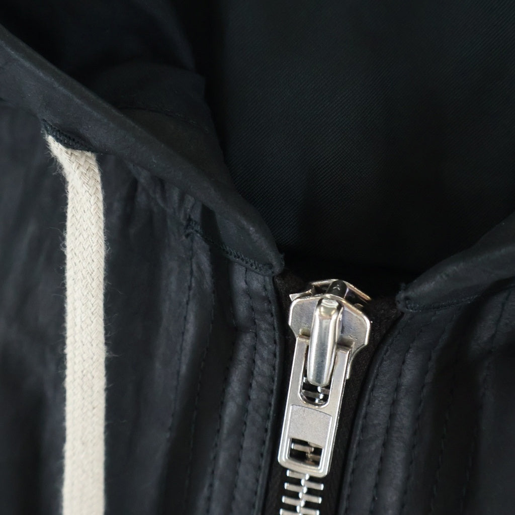 Rick Owens(リックオウエンス) 16SS CYCLOPS期 ラムレザー ジップアップ フーデッドノースリーブジャケット ベスト ブラック RU16S3984-LL