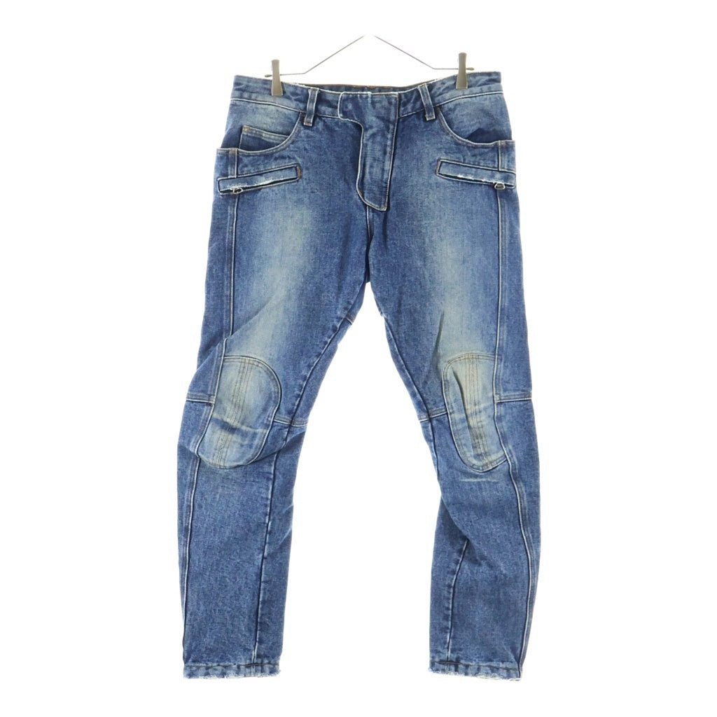BALMAIN(バルマン) 10AW NEW BIKER DENIM パネル切替 裾ジップ ジップフライ ニューバイカーデニムパンツ ジーンズ インディゴ T542-B401