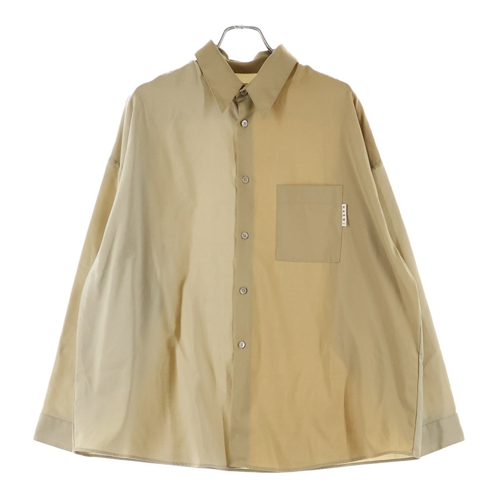 MARNI(マルニ) 22SS ウールトロピカル レギュラーカラーブロック 長袖シャツ ベージュ CUMU0061QU