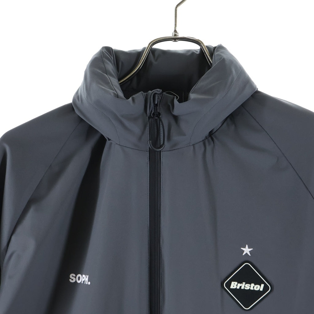 F.C.R.B./F.C.Real Bristol/FCRB(エフシーアールビー/エフシーレアルブリストル) 19SS WARM UP JACKET ウォームアップジャケット 袖ロゴプリント ジップアップフーデッドジャケット グレー FCRB-190006