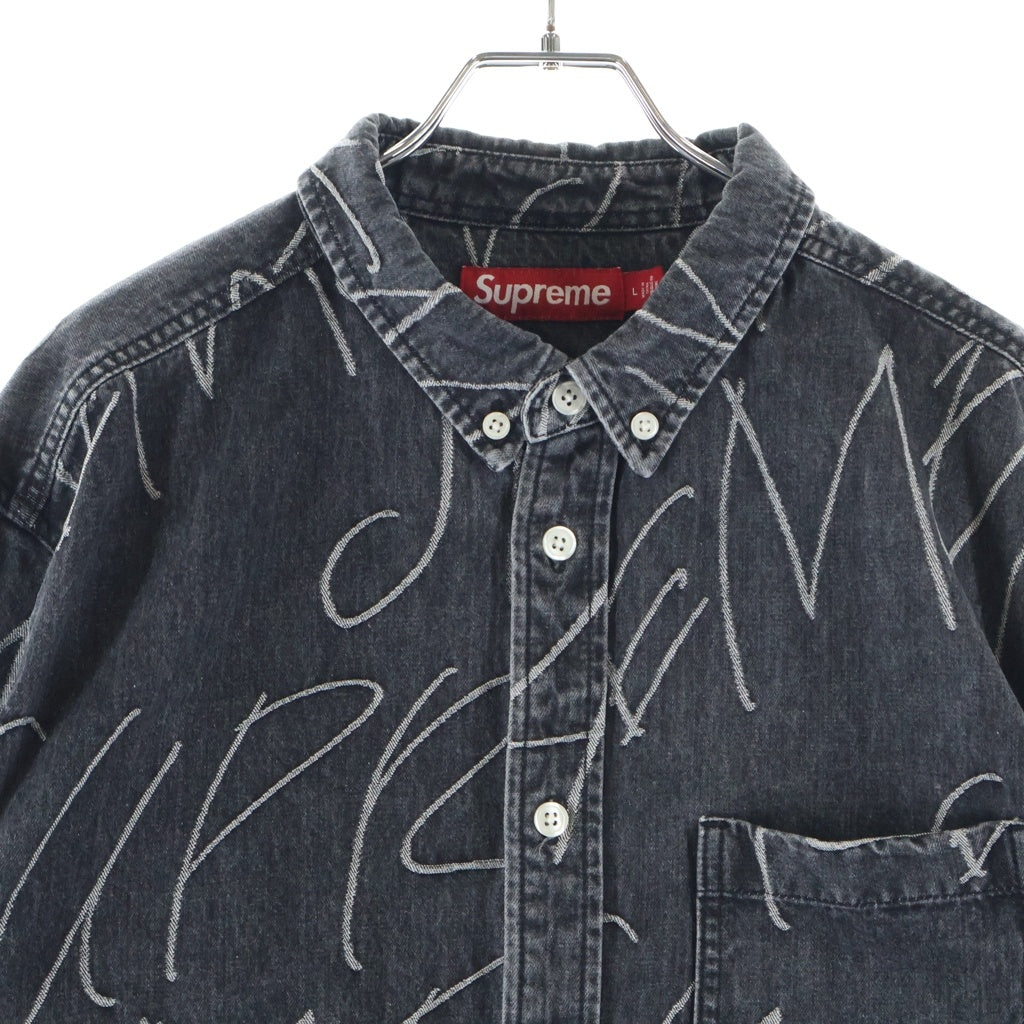 SUPREME(シュプリーム) 23AW Handwriting Jacquard Denim Shirt ハンドライティング ジャガード デニム 長袖ボタンダウンシャツ ブラック