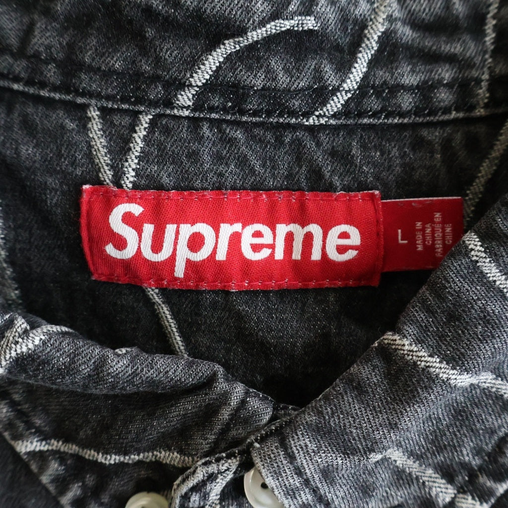SUPREME(シュプリーム) 23AW Handwriting Jacquard Denim Shirt ハンドライティング ジャガード デニム 長袖ボタンダウンシャツ ブラック