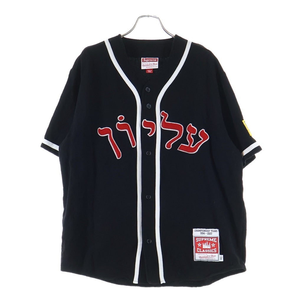 SUPREME(シュプリーム) 23AW ×Mitchell & Ness Wool Baseball Jersey ミッチェルアンドネス ウールベースボールシャツ 半袖シャツ ブラック