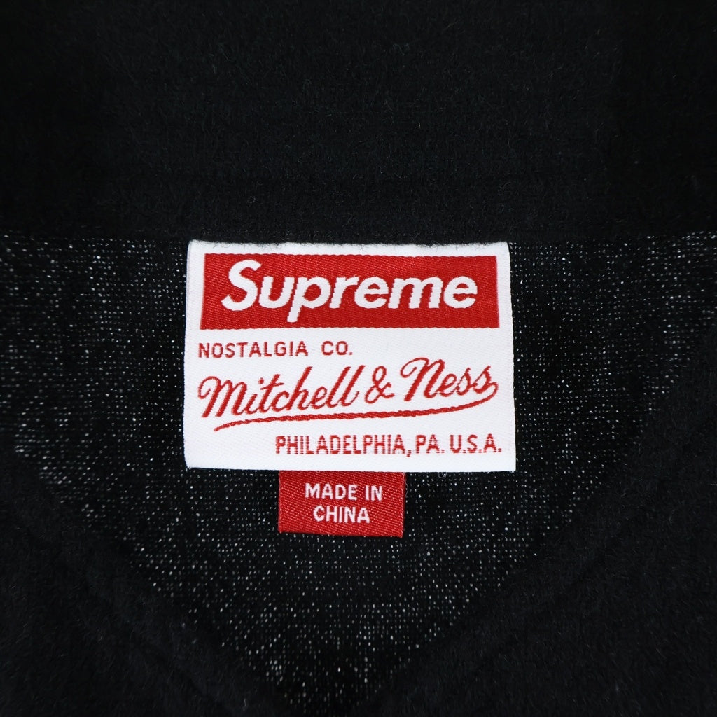 SUPREME(シュプリーム) 23AW ×Mitchell & Ness Wool Baseball Jersey ミッチェルアンドネス ウールベースボールシャツ 半袖シャツ ブラック