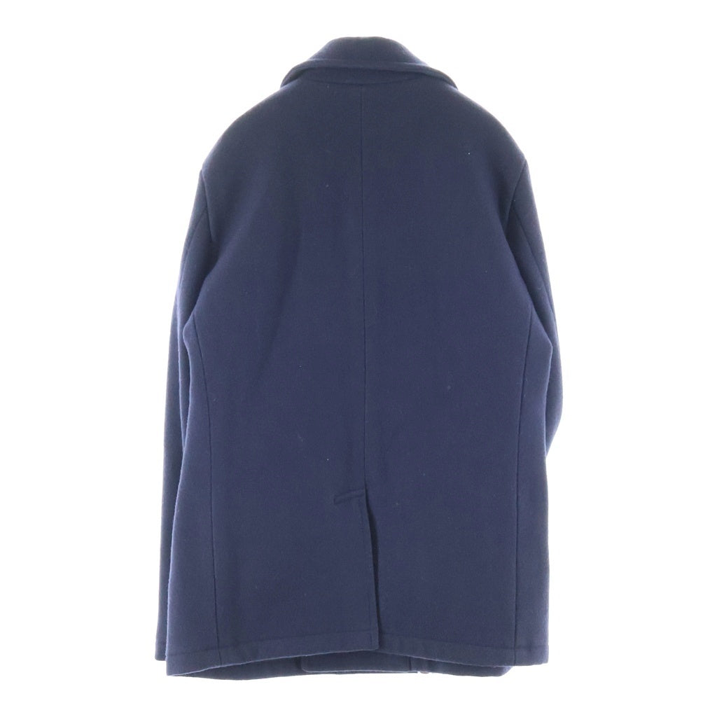 A BATHING APE(アベイシングエイプ) MELTON PEA COAT メルトンピーコート 袖ワッペン ウールジャケット ネイビー