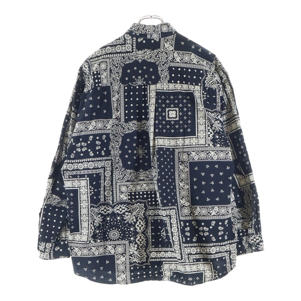 SOPHNET.(ソフネット) 21AW STAR ELBOW PATCHED BAGGY B.D SHIRT スターエルボーパッチ ペイズリー総柄 長袖ボタンダウンシャツ ブラック SOPH-212046