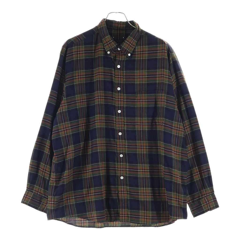 SOPHNET.(ソフネット) 21AW STAR ELBOW PATCHED BAGGY B.D SHIRT スターエルボーパッチ チェック柄 長袖ボタンダウンシャツ ブラウン/グリーン SOPH-212046