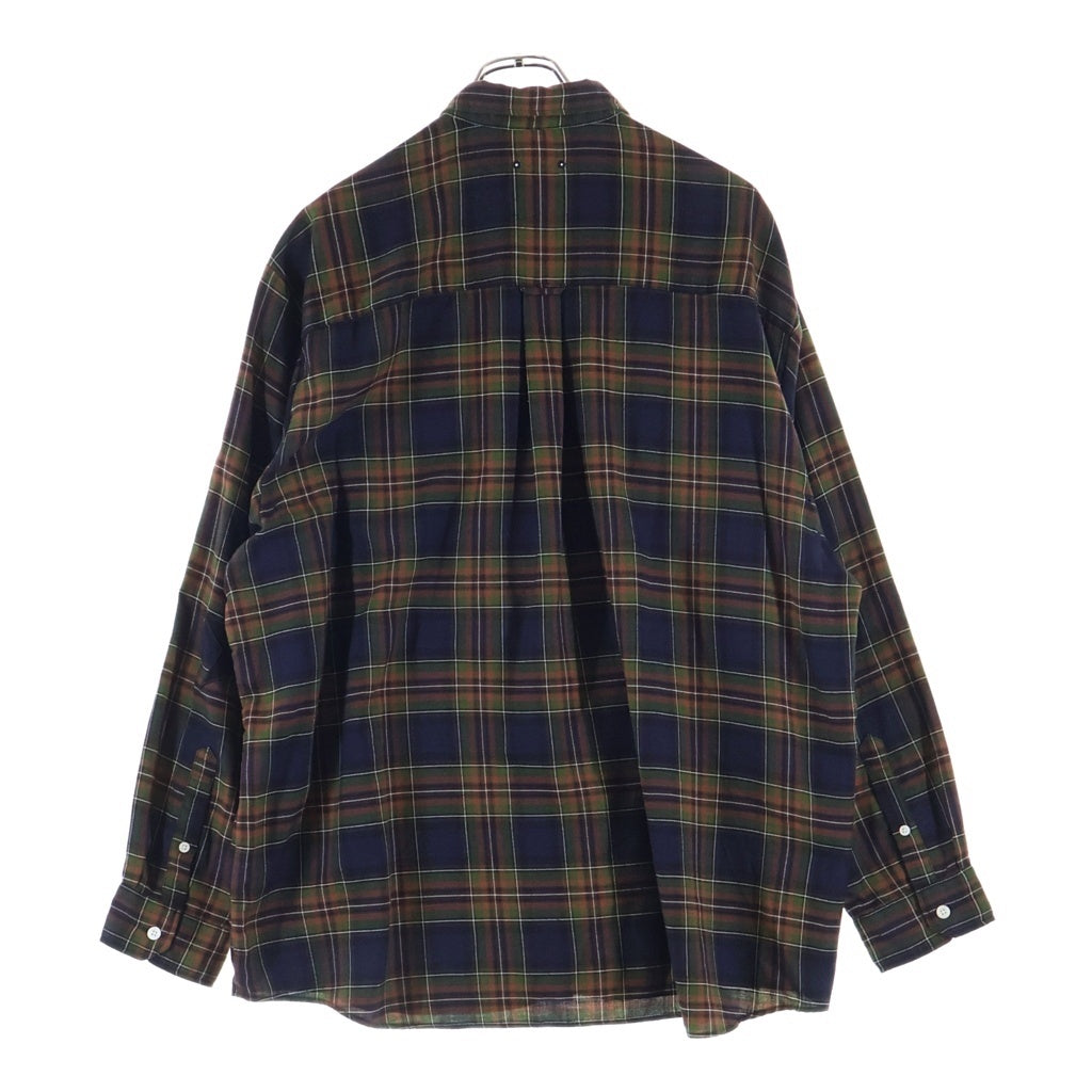 SOPHNET.(ソフネット) 21AW STAR ELBOW PATCHED BAGGY B.D SHIRT スターエルボーパッチ チェック柄 長袖ボタンダウンシャツ ブラウン/グリーン SOPH-212046
