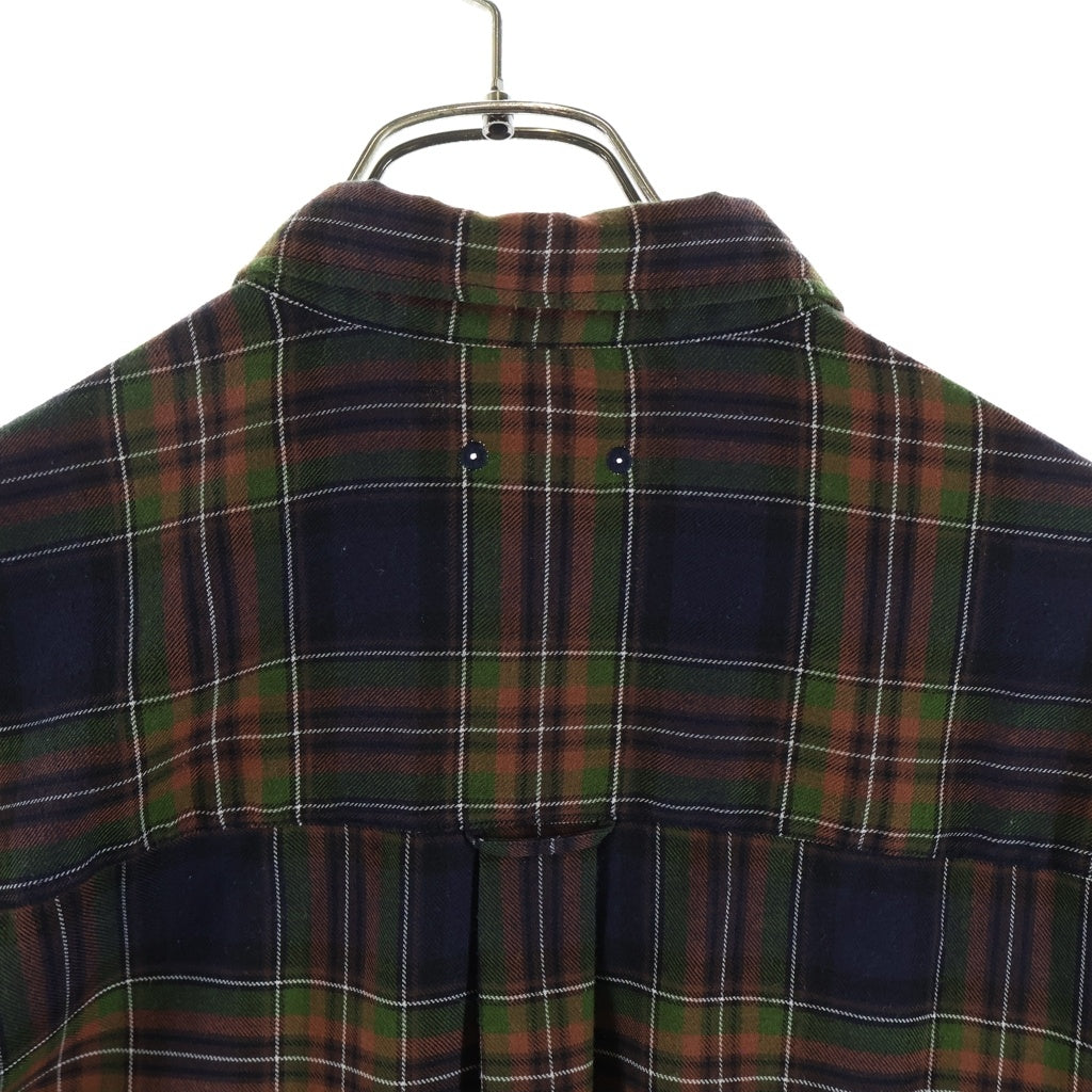 SOPHNET.(ソフネット) 21AW STAR ELBOW PATCHED BAGGY B.D SHIRT スターエルボーパッチ チェック柄 長袖ボタンダウンシャツ ブラウン/グリーン SOPH-212046