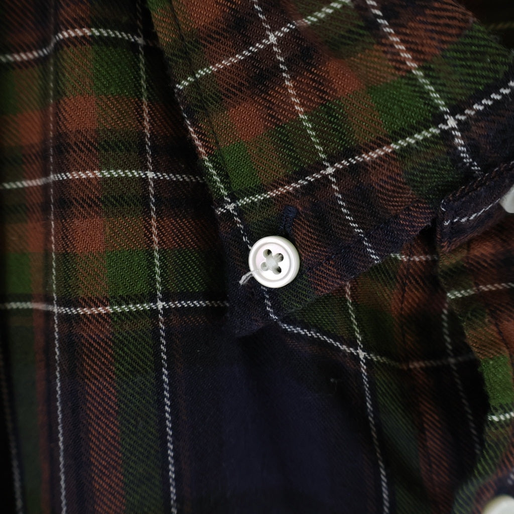 SOPHNET.(ソフネット) 21AW STAR ELBOW PATCHED BAGGY B.D SHIRT スターエルボーパッチ チェック柄 長袖ボタンダウンシャツ ブラウン/グリーン SOPH-212046