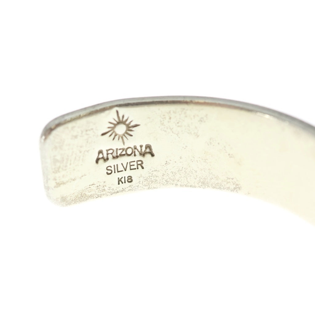 ARIZONA FREEDOM(アリゾナフリーダム) K18 台付き太陽神 平打ち 12mm プレーンブレスレット シルバー/ゴールド B-20a