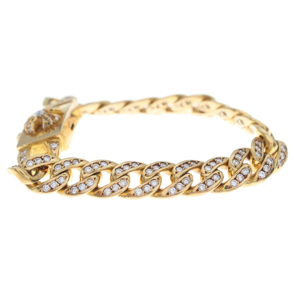 CHROME HEARTS(クロムハーツ) 22K BOX ID BABY CHAIN P DMND ベイビークラシック ボックスID パヴェダイヤブレスレット ゴールド 20LINK