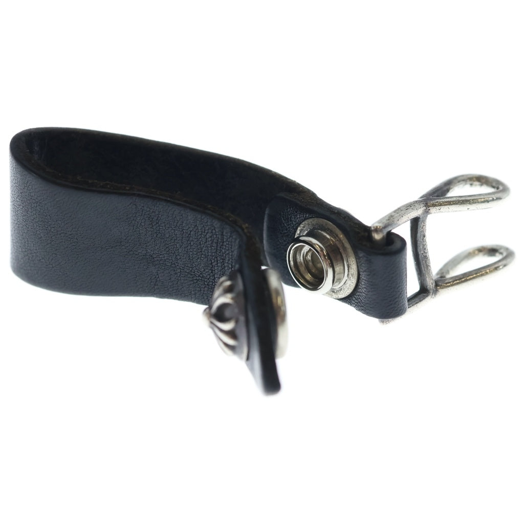 CHROME HEARTS(クロムハーツ) BELT LOOP クロスボールボタンレザーベルトループ シルバー/ブラック BCA397