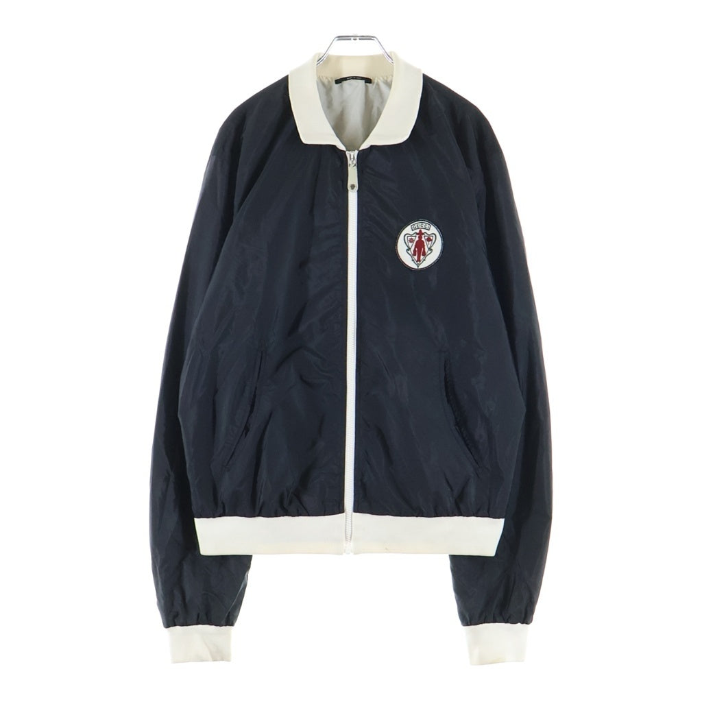 GUCCI(グッチ) 胸ロゴワッペン 襟コットン ナイロンジャケット ジップアップブルゾン ブラック 188830 Z9687