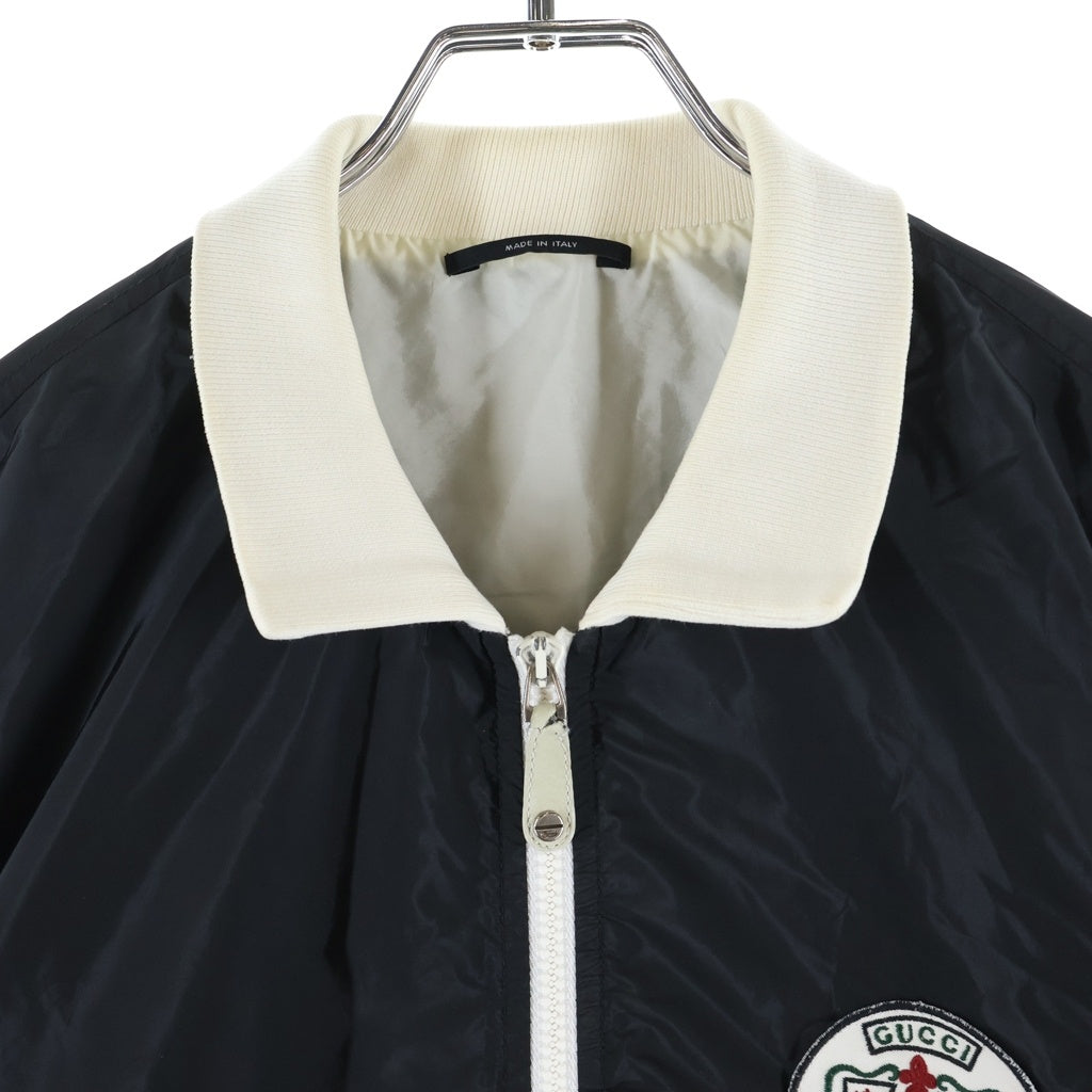 GUCCI(グッチ) 胸ロゴワッペン 襟コットン ナイロンジャケット ジップアップブルゾン ブラック 188830 Z9687